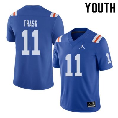 Youth Florida Gators #11 Kyle Trask NCAA Jordan Brand Royal Throwback Alternate Authentic Stitched College Football Jersey UGC8462AM